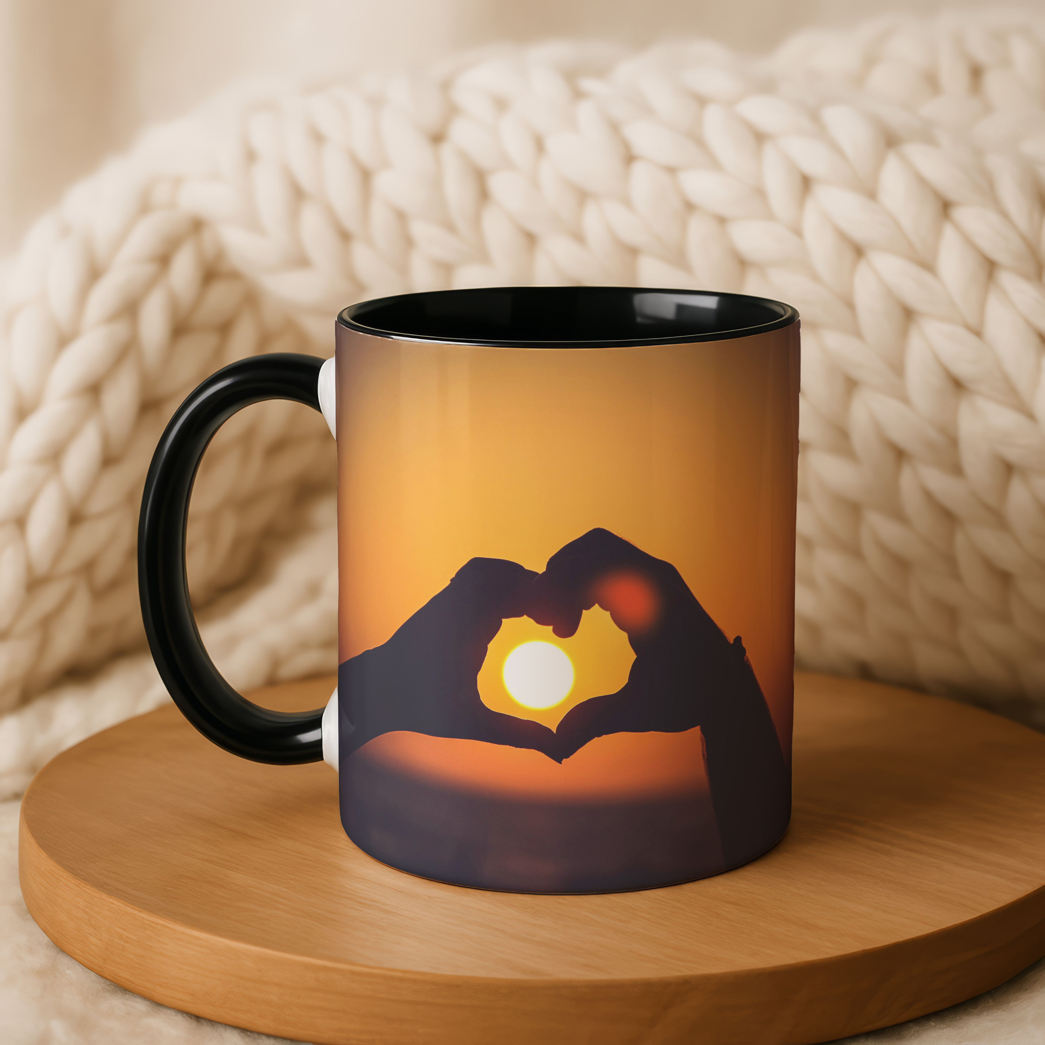 Tasse mit schwarzem Henkel